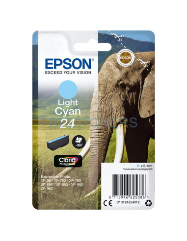 Cartucho de tinta C13T24254022 EPSON - Epson Claria Photo HD Ink Cartucho Cian Claro 24 (Alarma Radiofrecuencia)