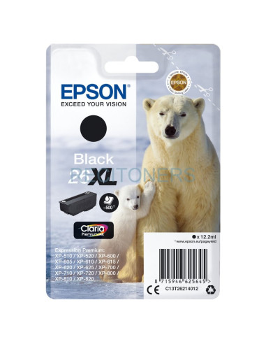 Cartucho de tinta C13T26214022 EPSON - Epson Claria Premium Cartucho Negro 26XL Alta(Blister + Alarma acustico/Radiofrecuencia)