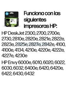 HP CARTUCHO NEGRO Nº305XL - DESKJET 2300, 2700 SERIE, PLUS 4100, ENVY 6000, PRO 6400 2