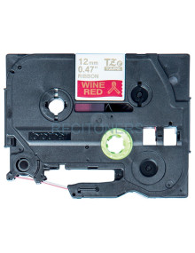 Papeleria TZERW34 BROTHER - BROTHER CINTA ROTULADORA TELA SATINADA NO ADHESIVA TEXTO DORADO SOBRE TEJIDO ROJO - 12MMX4M
