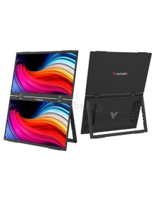 Monitor VERBATIM VERB-M 32403 - Monitor Portátil Táctil Verbatim Duo Essentials 15.6' + 15.6'/ Full HD/ Multimedia/ Negro