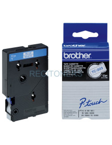 BROTHER Cinta laminada blanco/azul 12mm