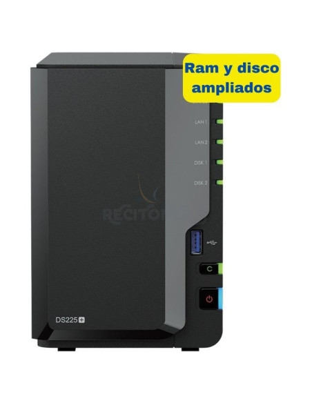 Disco SYNOLOGY SYN-NAS DS225 PLUS 6GB 8TB - NAS Synology Diskstation DS225+/ 2 Bahías 3.5'- 2.5'/ 6GB DDR4/ 8TB/ Formato Torre