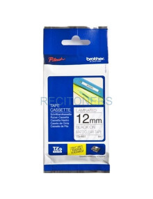 BROTHER Cinta laminada Transparente mate/negro 12mm 2
