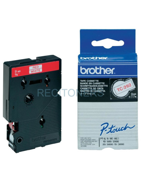 Papeleria TC292 BROTHER - BROTHER Cinta laminada blanco/rojo 9mm