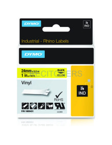 Papeleria 1805431 DYMO - DYMO CINTA DE ETIQUETAS INDUSTRIAL ADHESIVA ID1-24 - NEGRO SOBRE AMARILLO - 24MMX5´5M - VINILO - ROTULA