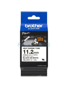 Papeleria HSE231E BROTHER - BROTHER CINTA TUBO TERMORRETRACTIL TEXTO NEGRO SOBRE BLANCO DE 11,2MMX1,5M