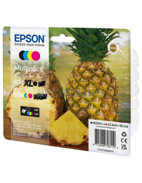 EPSON Tinta 4 colores Multipack 604XL Negro/ 604 Std CMY