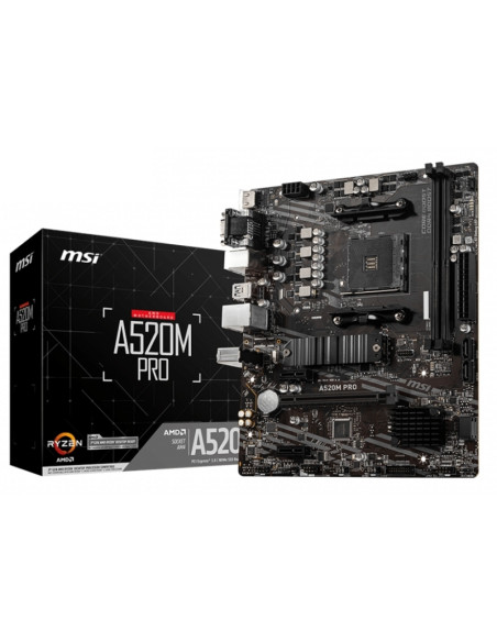 Placa base MSI 1337595 - MSI A520M PRO placa base AMD A520 Zócalo AM4 micro ATX