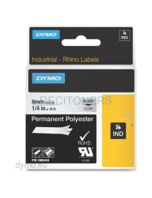 Papeleria 1805440 DYMO - DYMO CINTA DE ETIQUETAS INDUSTRIAL ID1-6 - NEGRO SOBRE TRANSPARENTE - 6MMX5´5M - POLIÉSTER - ROTULADORA