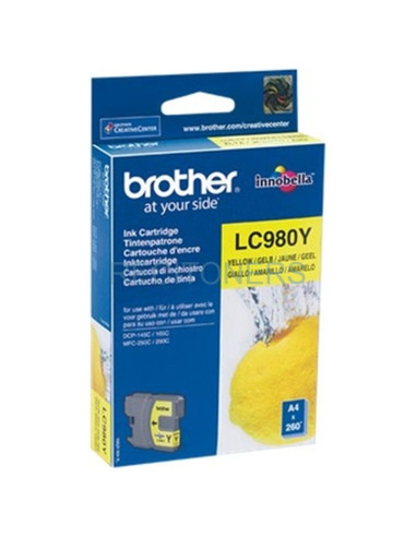Cartucho de tinta LC980Y BROTHER - BROTHER CARTUCHO AMARILLO 300 PAG. DCP-/145/165C/195C/365/375CW MFC-/255CW/295CN/290C
