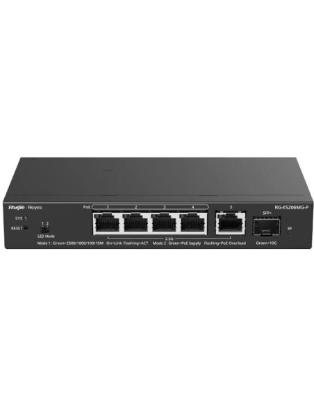 Red RUIJIE NETWORKS RG-ES206MG-P - Reyee ES206MG-P Switch 4xmGb PoE 1xSFP+ 70W