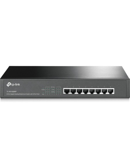 Red TP-LINK CN11164281 - TP-Link TL-SG1008MP switch No administrado Gigabit Ethernet (10/100/1000) Energia sobre Ethernet Negro