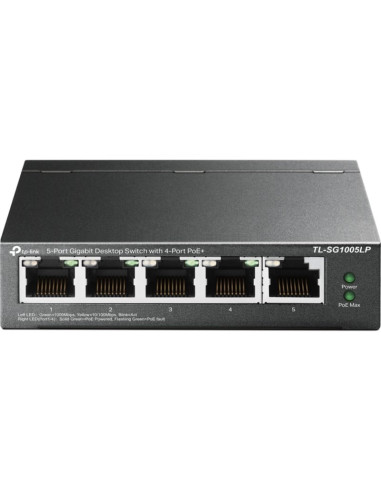 Red TP-LINK CN11164282 - TP-Link TL-SG1005LP switch No administrado Gigabit Ethernet (10/100/1000) Energia sobre Ethernet Negro