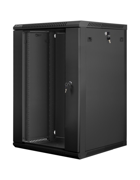 Red LANBERG AR06423002 - Lanberg WF01-6618-10B armario rack 18U Bastidor de pared Negro