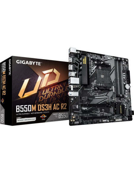 Placa base GIGABYTE PB11154675 - GIGABYTE B550M DS3H AC R2 Placa base - Procesadores AMD Ryzen 5000, VRM de 5+3 fases, hasta