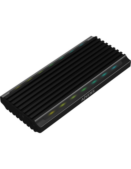 Caja externa para disco AISENS LB13504434 - AISENS Caja Externa M.2 RGB Gaming ASM2-RGB012B SATA/NVMe A USB3.1 Gen2, Negra