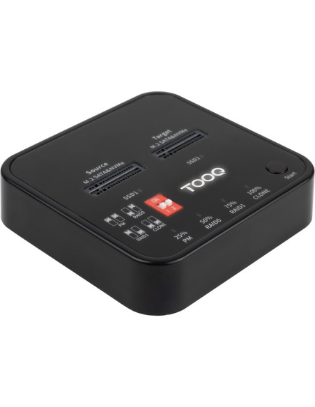 Periferico TOOQ HD306017 - TooQ Docking Station USB-C 3.2 Gen 2 Dual Bay para SSD M.2 NGFF/NVMe Clonador, Negro