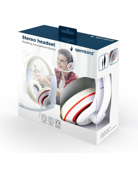 Altavoz GEMBIRD AU0232103 - Gembird MHS-03-WTRD auricular y casco Auriculares Alambrico Diadema Llamadas/Musica Rojo, Blanco