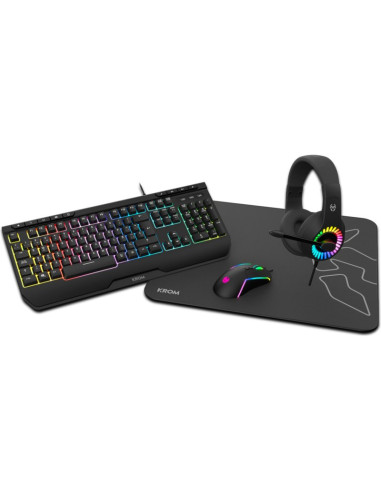 Periferico KROM GA30355050 - Krom Kenya teclado Raton incluido Juego USB Negro