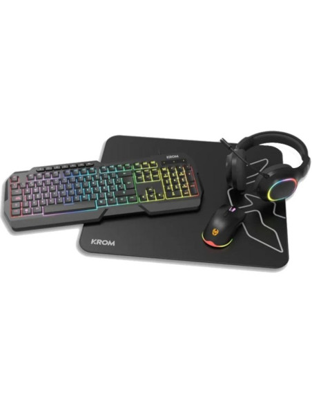 Periferico KROM NXKROMKENTASP - KROM KENTA PC Combo Gaming 4 en 1 RGB Negro