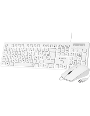 Periferico SUBBLIM PE30505079 - SUBBLIM Teclado Ergonomico y raton Combo Business Slim Silencioso con cable USB Blanco