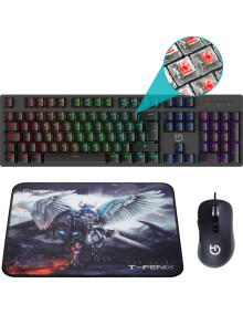 Periferico HIDITEC GA30271046 - Hiditec Teclado Mecanico GK400 + Raton Gaming Blitz + Alfombrilla T-Fenix