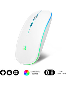 Periferico SUBBLIM PE20505102 - SUBBLIM Raton Inalambrico Bluetooth + RF RGB LED Dual Flat Mouse White
