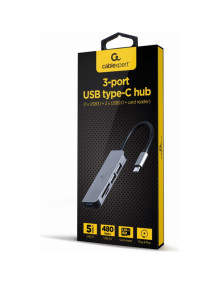 Periferico GEMBIRD CA1132542 - Gembird UHB-CM-CRU3P1U2P2-01 base para portatil y replicador de puertos Alambrico USB Plata