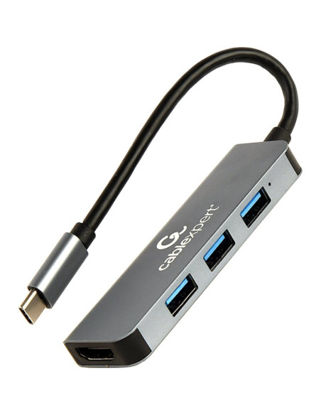 Periferico GEMBIRD CA1132638 - Gembird A-CM-COMBO2-01 base para portatil y replicador de puertos USB 3.2 Gen 1 (3.1 Gen 1) Gris