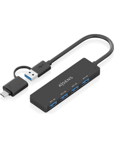 Periferico AISENS CA16504169 - AISENS Hub USB 3.1 USB-C USB-A, USB-C/M+USB-A/M-4xTIPO A/H, Negro, 15cm