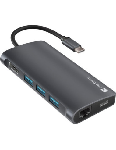 Periferico NATEC CA11415748 - NATEC NMP-2162 base para portatil y replicador de puertos Alambrico USB 3.2 Gen 1 (3.1 Gen 1) Gris