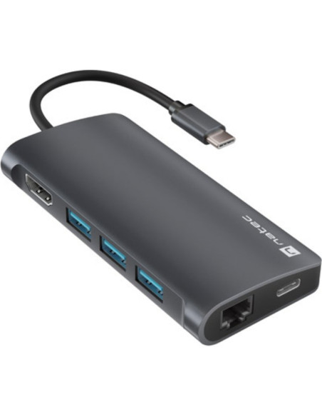 Periferico NATEC CA11415748 - NATEC NMP-2162 base para portatil y replicador de puertos Alambrico USB 3.2 Gen 1 (3.1 Gen 1) Gris