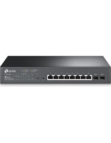 Red TP-LINK 41726 - TP-LINK JetStream? 10-Port Gigabit Smart Switch with 8-Port PoE+