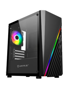 Caja UNYKACH UK113021 - Unyka Gaming Mini Glayze - Micro ATX - Lateral de cristal templado - 1 x ARGB 120mm - 4 Slots de