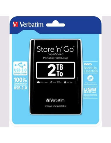 Disco VERBATIM 43145 - VERBATIM DISCO DURO PORTATIL STORE 'N' GO 2TB HDD 2.5" USB 3.0 NEGRO