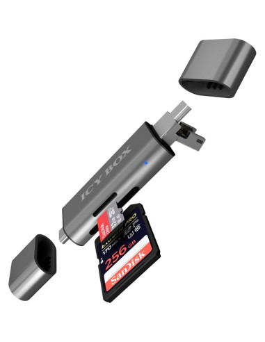 Accesorio ICY BOX IB-CR200-C - Lector de tarjetas externo icy box ib-cr200-c antracita usb 2.0