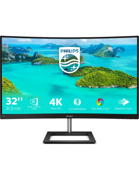 Monitor PHILIPS 328E1CA/00 - Monitor profesional curvo philips e-line 328e1ca 31.5' 4k multimedia negro