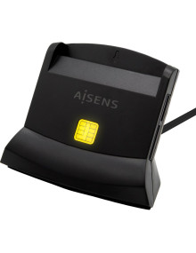 Accesorio AISENS ASCR-SN04CSD-BK - Aisens lector de tarjetas inteligente dni con lector sim, sd, mirosd, mmc, rs-mmc, mmc negro