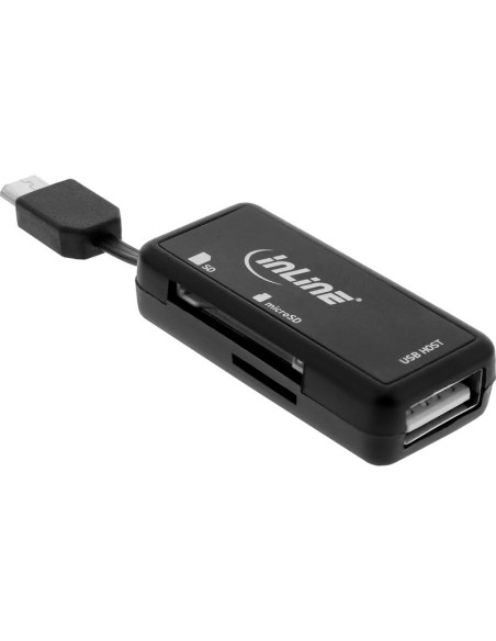 Accesorio INLINE INLIN-66776 - Lector de tarjetas inline otg dual flex para sd y micro sd con puerto usb y 2 ranuras tarjetas