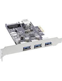 Accesorio INLINE 76662C - Tarjeta pci inline de 3+1 puertos usb 3.0 pcie con alimentacion sata y soporte lp