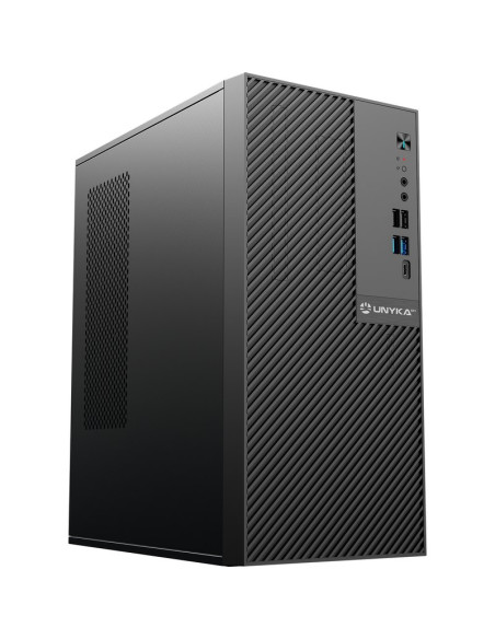 Caja UNYKACH UK52115 - Caja micro-atx semitorre numen 500 pro 4usb 1typec (sin fuente) negra 52115
