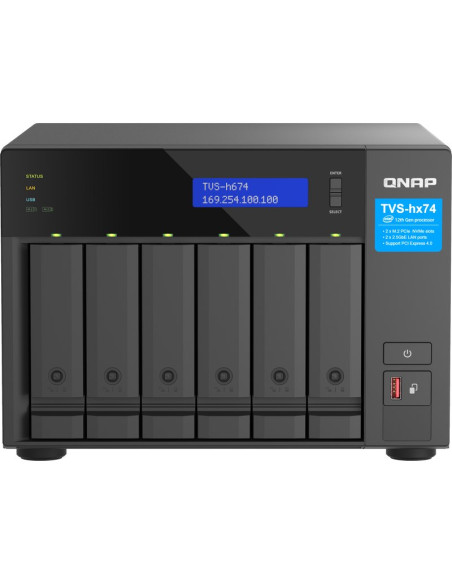 Servidor QNAP TVS-H674T-I5-32G - Qnap tvs-h674t servidor nas 6 compartimentos sata 6gb/s raid raid 0 1 5 6 10 50 jbod soporta