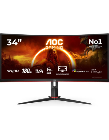 Monitor AOC CU34G2XP/BK - Monitor aoc cu34g2xp bk 34" 3440x1440 va 180hz high adjustable stand hdr400 freesync premium usb hub