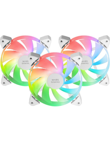 Refrigeracion MARS GAMING MF3AW - Kit 3 ventiladores auxiliar a-rgb 120mm mf-3a blanco mars gaming 120mm/ iluminacion argb argb