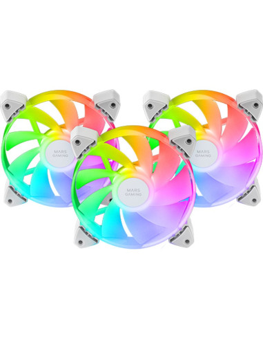 Refrigeracion MARS GAMING MF3ARW - Kit 3 ventiladores auxiliar a-rgb 120mm mf-3r blanco mars gaming 120mm/ iluminacion argb