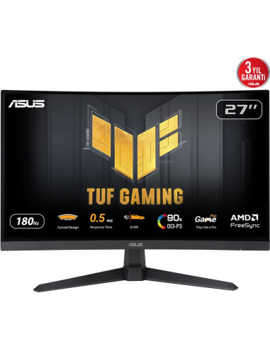 Monitor ASUS VG27WQ3B - Asus tuf gaming vg27wq3b 27" fast va wled qhd curved 1500r 16:9 180hz 300cd m2 0.5ms 2xhdmi dp speakers