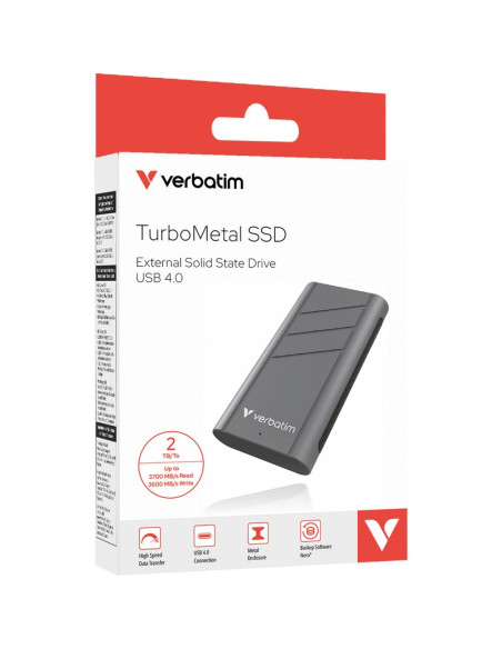Disco VERBATIM VERBA-32022 - Verbatim turbometal ssd 2tb usb4 r/w 3700/3600 mb/s 32022