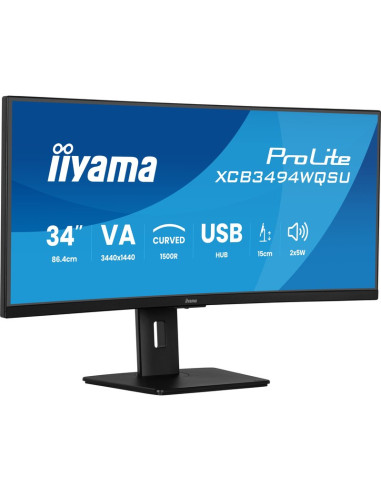 Monitor IIYAMA XCB3494WQSU-B1 - Monitor iiyama prolite xcb3494wqsu-b1 led 34 "negro (matt), wqhd, va, curvado, amd freesync