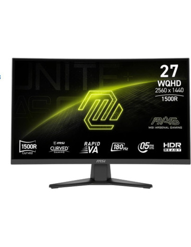 Monitor MSI 9S6-3CE91H-010 - Monitor 27" (2560x1440) msi mag 275cqf e18 16:9 curved rapidva 0,5ms 180hz 2xhdmi dp hdr negro